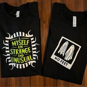 Beetlejuice Shirts, unisex size medium. Bella soft style short sleeved shirts.